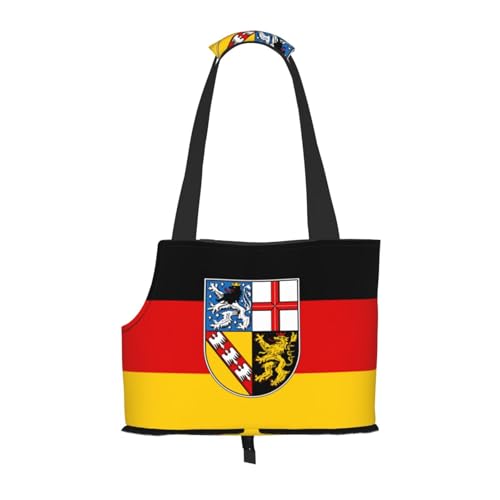 Saarland Flags Hundetrage und Katzentragetasche, geeignet für Welpen, kleine Katzen im Freien, Schwarz von BOXILTD