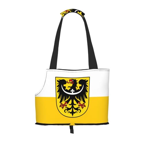 Schlesische Flagge Hundetrage und Katzentragetasche, geeignet für Welpen, kleine Katzen im Freien, Schwarz Schlesische Flagge Hundetrage und Katzentragetasche, geeignet für Welpen, kleine Katzen im Freien, Schwarz von BOXILTD