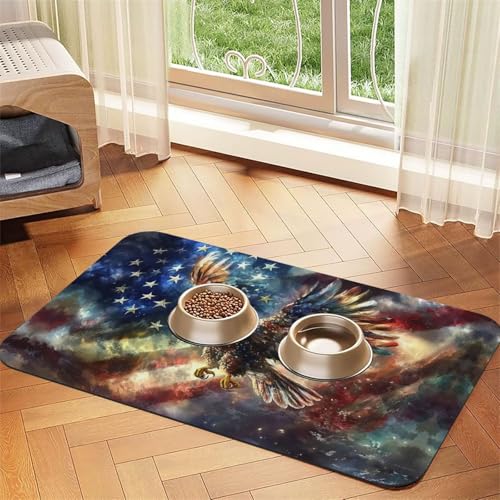 Soaring Eagle Haustier-Futtermatte für Hunde und Katzen, leicht zu reinigen und tragbar, schnell trocknend, Wasserspendermatte für Hund und Katze (30 x 45, Schwarz) von BOXILTD