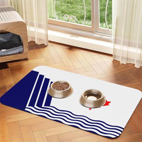 The Flag of Scarborough Haustier-Futtermatte für Hunde und Katzen, leicht zu reinigen und tragbar, schnell trocknende Wasserspendermatte für Hund und Katze (30 x 45 cm, Schwarz) von BOXILTD