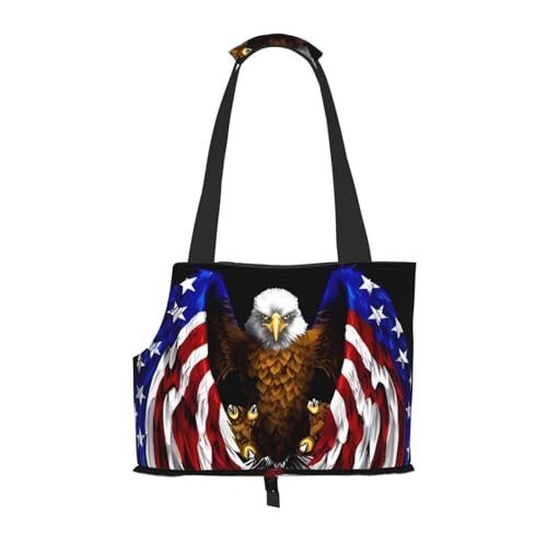 Tragetasche für Hunde und Katzen, Motiv: USA-Flagge, Patriotischer Adler, Haustier-Tragetasche, geeignet für Welpen, kleine Katzen im Freien, Schwarz von BOXILTD