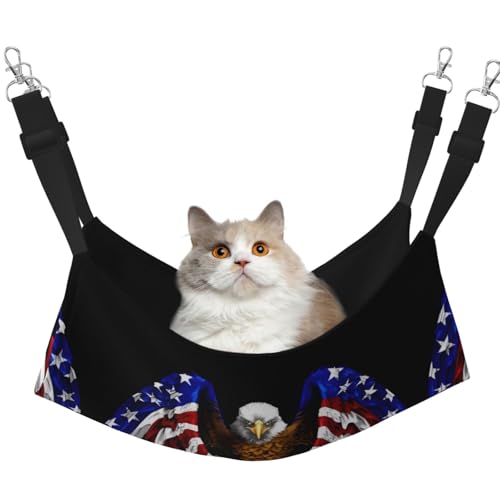USA-Flagge Patriotische Adler Haustier Hängematte für Katzen - Perfekte Katzenfensterhängematte für große Katzen, Frettchen, Kaninchen & Kleintiere, Schwarz von BOXILTD