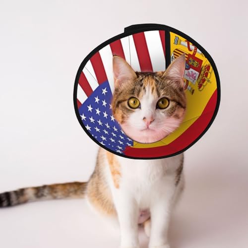 Weiches Hundehalsband mit amerikanischer Spanien-Flagge, Depets verstellbare Genesung, Haustier-Kegel, E-Halsband für Katzen, Kätzchen, Kaninchen, bequemes elisabethanisches Halsband Weiches Hundehalsband mit amerikanischer Spanien-Flagge, Depets verstellbare Genesung, Haustier-Kegel, E-Halsband für Katzen, Kätzchen, Kaninchen, bequemes elisabethanisches Halsband von BOXILTD