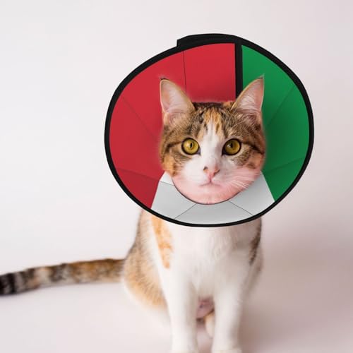 Weiches Hundehalsband mit italienischer Flagge, Depets, verstellbar, für Katzen, Kätzchen, Kaninchen, bequemes elisabethanisches Halsband von BOXILTD