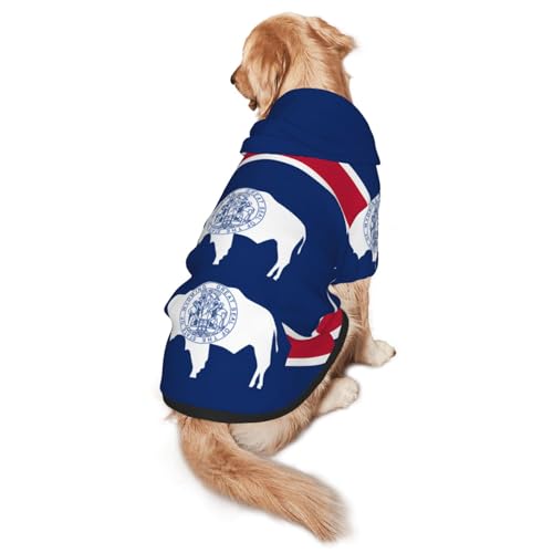 Wyoming Hunde-Kapuzenpullover mit Staatsflagge, Hunde-Kapuzenpullover für mittelgroße und große Hunde, stilvolles Haustier-Sweatshirt mit Tasche und Loch für die Leine Wyoming Hunde-Kapuzenpullover mit Staatsflagge, Hunde-Kapuzenpullover für mittelgroße und große Hunde, stilvolles Haustier-Sweatshirt mit Tasche und Loch für die Leine von BOXILTD