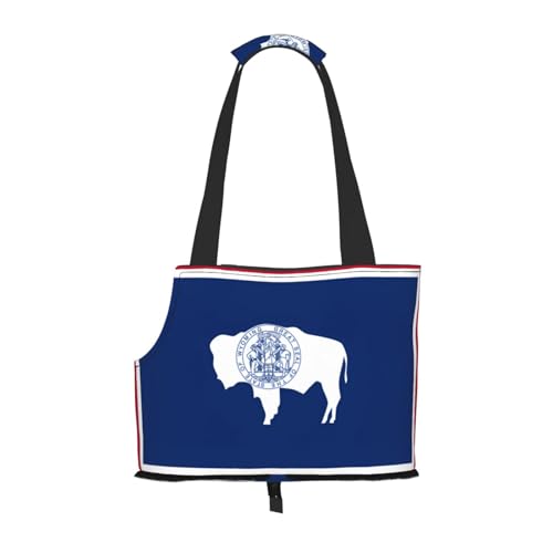 Wyoming State Flag Hundetragetasche, Tragetasche für Haustiere, geeignet für Welpen, kleine Katzen im Freien, Schwarz von BOXILTD