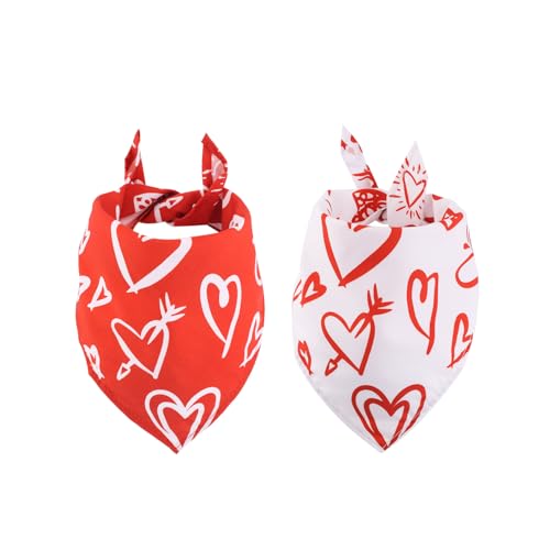 2stk Hundehalstuch Valentinstag, Tuch Dreieckstuch Lätzchen Hund Süß Herz Hundehalstuch Weich Hundedreieckstuch für Valentinstagskostüm von BOXOB