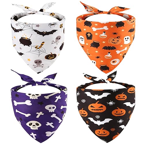 4st Hund Bandana, Halloween Dreieckstuch Kürbisse Hundehalstuch Waschbar Atmungsaktiv Haustier Halstuch für Kleine Mittelgroße und Große Hunde und Katzen 4st Hund Bandana, Halloween Dreieckstuch Kürbisse Hundehalstuch Waschbar Atmungsaktiv Haustier Halstuch für Kleine Mittelgroße und Große Hunde und Katzen von BOXOB