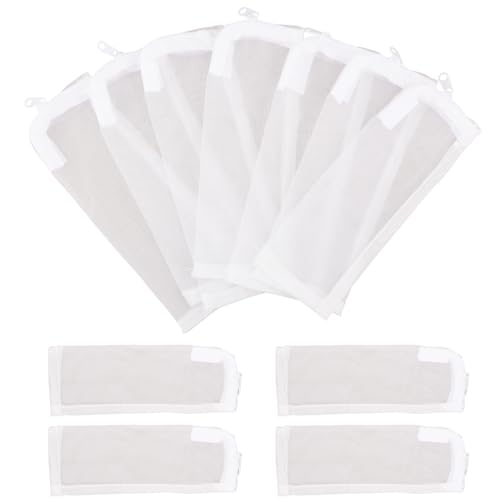 BOXOB 10 Stück Filtermedienbeutel Aquarien, 100 Mikron Extrafeine Filternetzbeutel für Aquarien mit Kunststoffreißverschluss für Aktivkohleharz (20 x 7,5 cm) von BOXOB