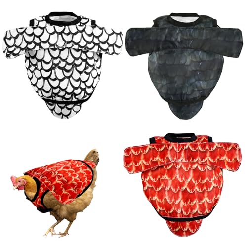 BOXOB 3stk Teiliger Hühnersattel, 3 Verschiedene Hühnerschürzen mit Rückenschutz und Verstellbaren Riemen Hühnerschürzen und Weste Satteljacke für Hühner von BOXOB