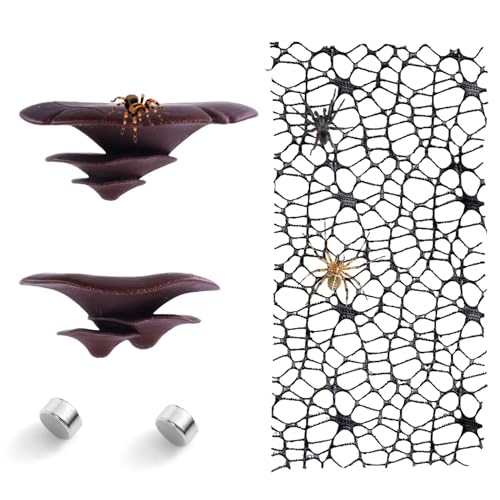 BOXOB 5 Stück Springspinnen Zubehör Pilz, Spinnenpilz Springnetz Set mit Magnet für Spinnen, Gottesanbeterinnen, Wolfsspinnen und andere Haustiere von BOXOB