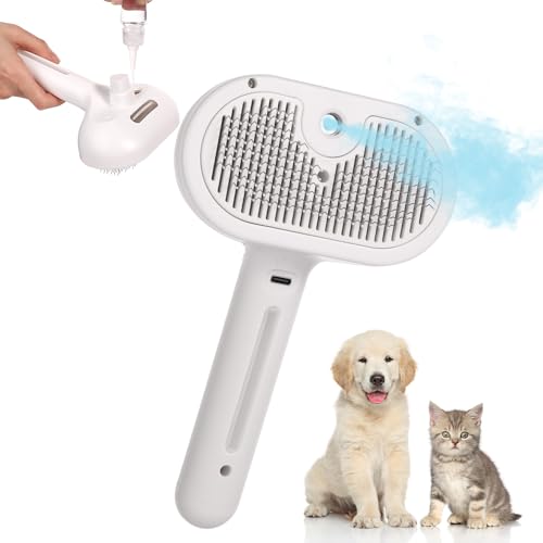 BOXOB Haustier Spray Haarkamm, 20x11,5cm Katzenhaarbürste mit Wasserspray Pflegebürste Katzen Sprühkamm Fellpflegebürste für Haustiere Hunde Katzen Haarausfall Entfernen Verheddert von BOXOB