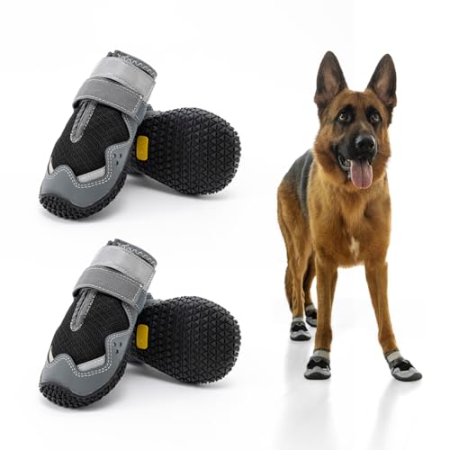 Boxxberk Atmungsaktive Hundeschuhe für große Hunde, rutschfeste Hundeschuhe für heißen Gehweg, Winterschnee, Hundestiefel, Pfotenschutz mit reflektierendem Riemen für Hartholzböden, Outdoor-Wandern Boxxberk Atmungsaktive Hundeschuhe für große Hunde, rutschfeste Hundeschuhe für heißen Gehweg, Winterschnee, Hundestiefel, Pfotenschutz mit reflektierendem Riemen für Hartholzböden, Outdoor-Wandern von BOXXBERK