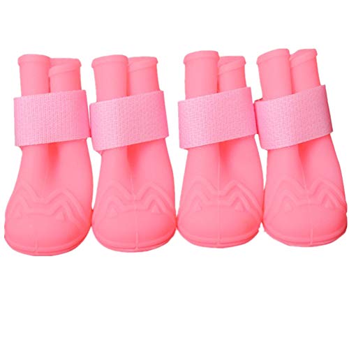 BOduShang Hundeschuhe Schutz Hunde Schneeschuhe rutschfest Schneeschuhe FüR Hunde Wasserdicht Hunde Schuhe Schnee for Drinnen Draussen Spaziergang Mit Dem Hund Reise pink,#4 von BOduShang