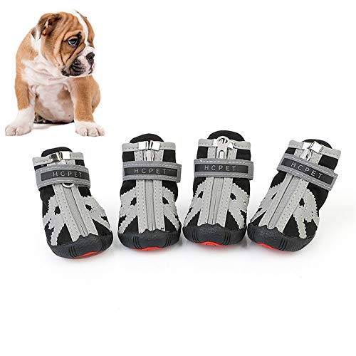 BOduShang Hundeschuhe rutschfest Hunde Schneeschuhe Sanft Schneeschuhe FüR Hunde Tragbar Hunde Schuhe Schnee for Drinnen Draussen Spaziergang Mit Dem Hund Reise Black,s/2 von BOduShang