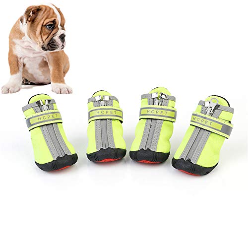 BOduShang Hundeschuhe rutschfest Hunde Schneeschuhe Sanft Schneeschuhe FüR Hunde Tragbar Hunde Schuhe Schnee for Drinnen Draussen Spaziergang Mit Dem Hund Reise Green,l/4 von BOduShang