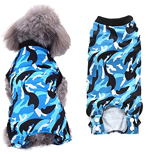 BOduShang Katzenbody Hundebody Chirurgische Weste für Hunde Katzen Kleidung Hundekörperanzug nach der Operation Medizinisches Haustier Shirt Hund Camouflage-Blue,Medium von BOduShang