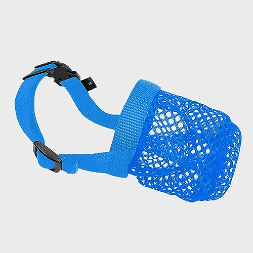 Hundemündung,Maulkorb für Hunde,mittelgroß,um Beißen,Kauen und Fressen zu verhindern,atmungsaktives und strapazierfähiges Netzgewebe,Nylon,mit verstellbarem Halsband und Kissen,M,Blue von BPILOT