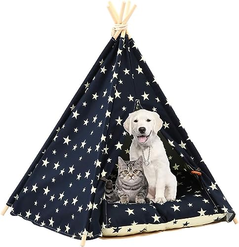 Little Dove,Hunde-Tipi-Zelt, Hause und Zelt mit Spitze für Hund Oder Haustier, Abnehmbar und Waschbar mit Matraze,40×40×50cm von BPILOT