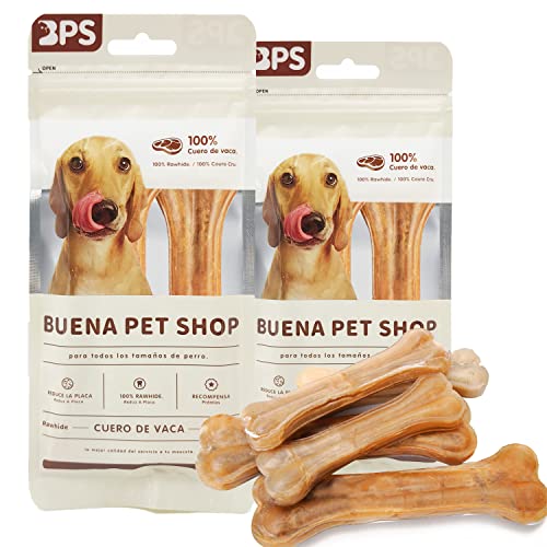 4 Pcs Kauknochen Stück Gepresster Knochen für Hunde Rinderhaut-Zahnverstärker Dental Stick Hundesnack 14 cm von BPS BUENA PET SHOP