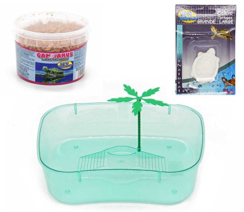 BPS® BPS-88510 Schildkröten-Terrarium-Set, große Insel, mit Kalziumblock und Futter für Schildkröten, zufällige Farbauswahl, BPS-88510*1 von BPS BUENA PET SHOP