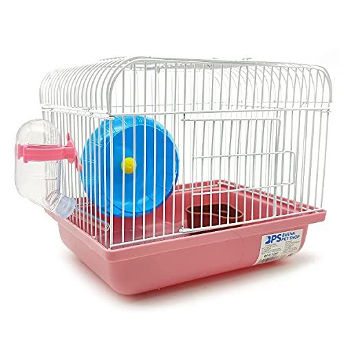 BPS Hamsterkäfig Chalet für Hamster mit Futterrad und Tränke 22,5 * 17 * 19 cm (Zufällige Farbe) von BPS(R)