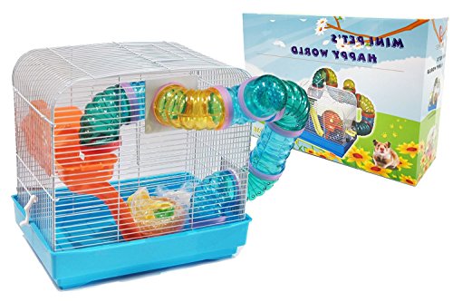 Hamsterkäfigkabine für Hamster mit Rad und spezieller Tunnelfarbe Wird zufällig gesendet 32,5 * 23 * 23 cm von BPS (R)