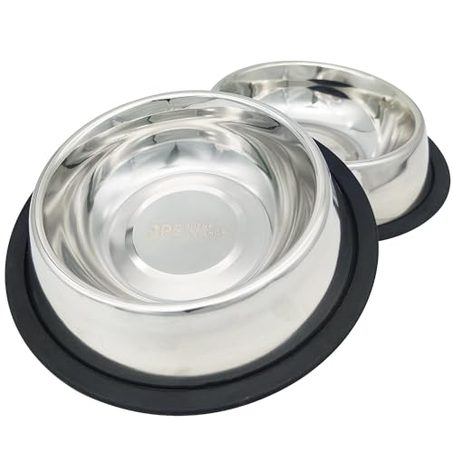 BPS® Futter-/Trinknapf aus Edelstahl, 2 Stück, für Hunde, Katzen, Haustiere, 3 Größen zur Auswahl (15,5 / 18 / 19 cm Durchmesser), Artikelnummern BPS-5501, BPS-5502, BPS-5503 von BPS(R)