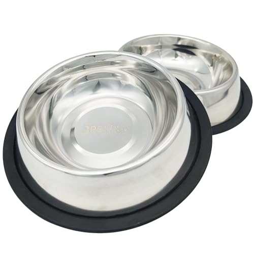 BPS® Futter-/Trinknapf aus Edelstahl, 2 Stück, für Hunde, Katzen, Haustiere, 3 Größen zur Auswahl (15,5 / 18 / 19 cm Durchmesser), Artikelnummern BPS-5501, BPS-5502, BPS-5503 von BPS(R)