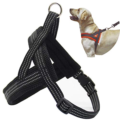 BPS® Geschirr für Hunde, Haustiere, verstellbares Halsband, 4 Größen zur Auswahl für kleine, mittelgroße und große Hunde (M, Schwarz) BPS-3882N von BPS BUENA PET SHOP