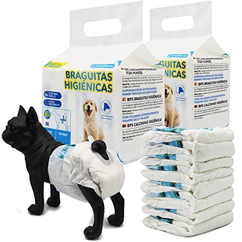 BPS 16 Stück Hundewindel für Hunde, Einweg-Haustiere, weiblich, Welpe, super saugfähig, hygienisch, 5 Größen zur Auswahl (M) BPS-2183 * 02 von BPS BUENA PET SHOP