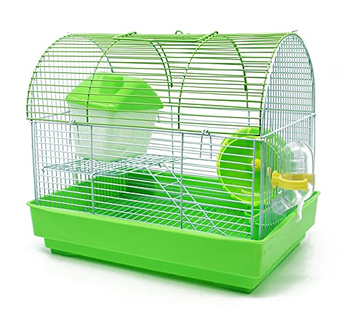 BPS Käfig Hamster Chalet Haus für Hamster mit Futternapf Tränke Rad Spezialhaus Farbe zufällig 34 * 23,5 * 29 cm BPS-1174 von BPS BUENA PET SHOP