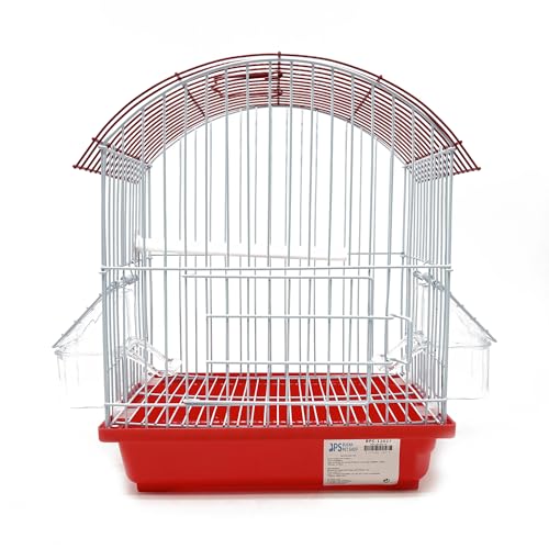 BPS Kleiner Vogelkäfig für Wellensittiche, Kanarienvögel, Metall, groß, mit Futternapf, Tränke, zufällige Farbe BPS-12027 von BPS BUENA PET SHOP