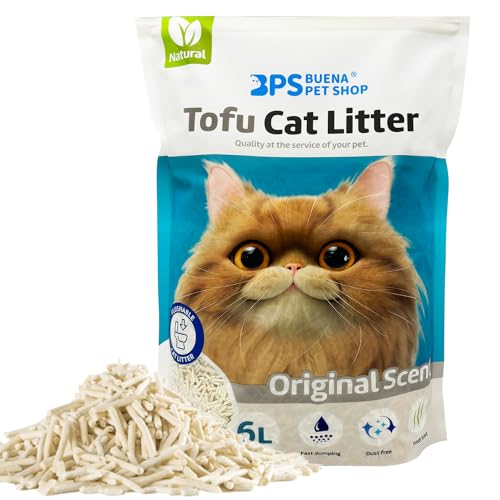 BPS BPS-15454 Katzenstreu von Tofu für Katzen, puderfrei, leicht zu verklumpen, Geruchskontrolle in die Toilette (1 Stück, Original) von BPS BUENA PET SHOP
