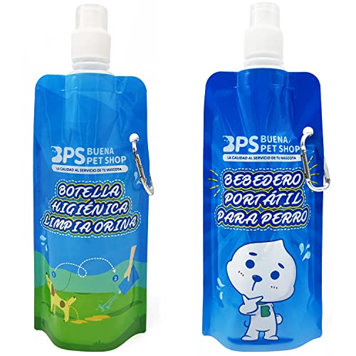 BPS BPS-5753+5752 Reise-Set, tragbar, hygienisch, für Hunde, Haustiere, 500 ml, mit Karabinerhaken von BPS BUENA PET SHOP