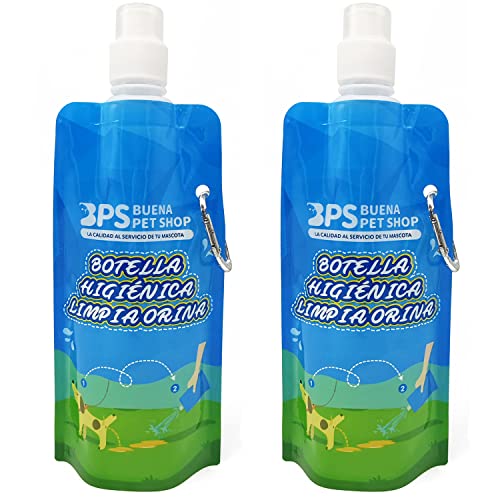 BPS BPS-5753 x 2 Hygienische Flasche für Hunde und Haustiere, 500 ml, mit Karabinerhaken (2 x Hygienische Flasche, Reinigung) von BPS BUENA PET SHOP
