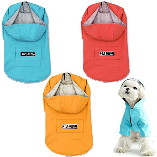 BPS Wasserdichte Regenjacke für Haustiere, Hunde, wasserdicht, mit Kapuze, Tasche für kleine mittelgroße und große Hunde, mit 100% Polyester Material (M, Gelb) BPS-9701AM von BPS BUENA PET SHOP