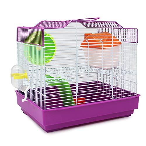 BPS Hamsterkäfig Chalet Haus für Hamster mit Futternapf, Tränke, Rad, Haus, Spezialfarbe, zufällige Farbe, 33 x 23 x 30 cm BPS-1175 von BPS BUENA PET SHOP