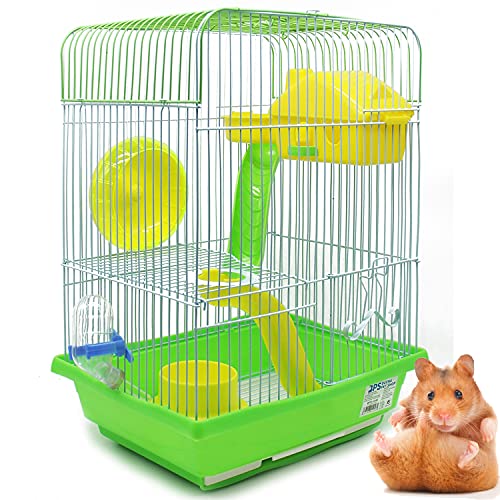 BPS Hamsterkäfig Chalet Haus für Hamster mit Futternapf, Tränke, Rad, Spezial, zufällige Farbe, 30 x 23 x 41 cm BPS-1256 von BPS BUENA PET SHOP