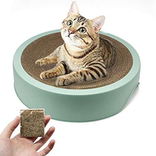 BPS Kratzbaum Katzen Wellpappe XXL Inklusive Gras Katzenminze Teppich Runder Kratzbaum mit Ständer 44 * 10 cm zufällige Farbe BPS-10517 von BPS BUENA PET SHOP