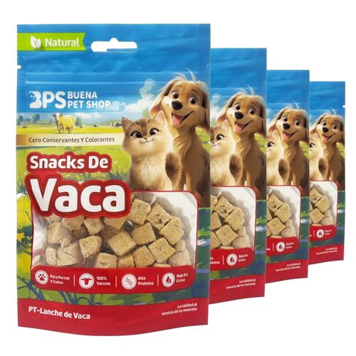 BPS Rinder-Snacks für Hunde und Katzen – 100 % natürlich, proteinreich, getreidefrei, fettarm, ohne Zusatzstoffe (4 Stück, Kalb), BPS-5231 x 4 von BPS BUENA PET SHOP
