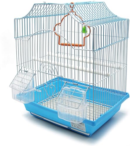 BPS Vogelkäfig, Wellensittich, Kanarienvogel, mit Futternapf, Tränke, Springen, Sitzauflagen, zufällige Farbe, BPS-1187 x 1 von BPS BUENA PET SHOP