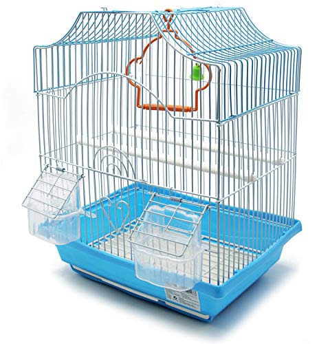 BPS Vogelkäfig Voliere Sittich Kanarienvögel mit Futtertränke gesprungene Sitzstangen zum Ausruhen 30 x 23 x 39 cm zufällige Farbe BPS-1187 von BPS BUENA PET SHOP