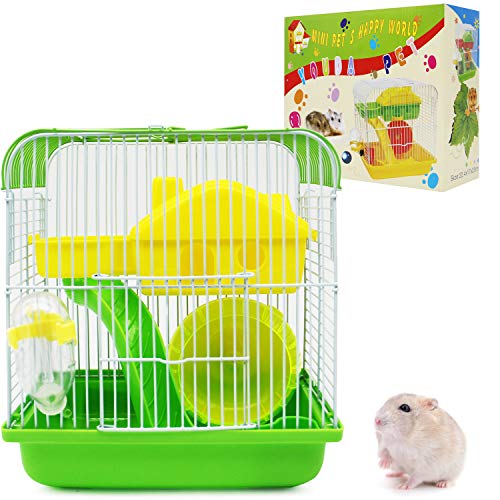 Bps BPS-1326 Hamsterkäfig, Mini-Haus, Chalet, für Hamster, mit Futternapf, Tränke, Rad, speziell, zufällige Farbe, 25 x 23 x 17 cm von BPS BUENA PET SHOP