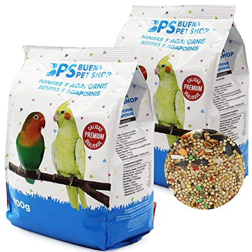 Futter für Nymphen-Lovebirds, 1,8 kg, Alleinfuttermittel mit Formel, energiereiches Naturmaterial, ausgewogene Rezeptur mit wissenschaftlicher Grundlage, BPS-4027 * 2 von BPS BUENA PET SHOP