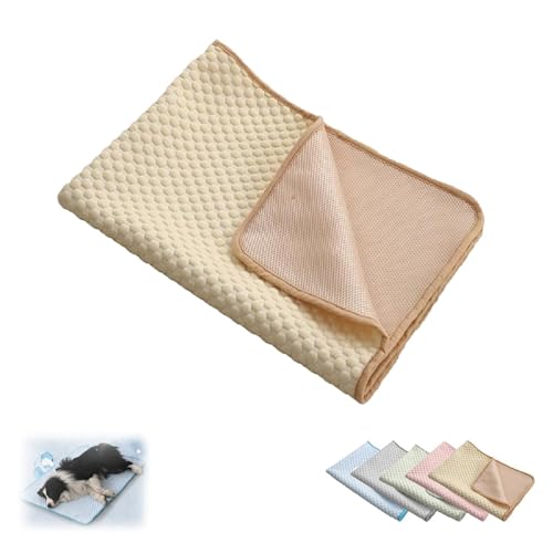 BQLFPOIHP Dog Cooling Mat, Portable Pet Soft Pad for Indoor Or Outdoor, Pet Bed Mat, Pet Cooling Blanket, Suitable for All Pets(Yellow,L (27.5 * 21.6in)) von BQLFPOIHP