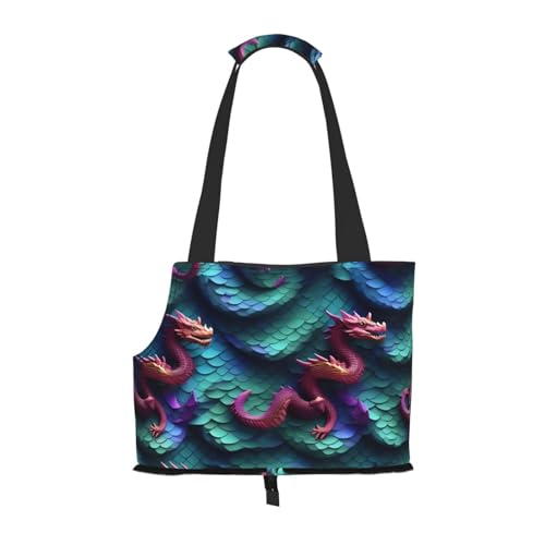 3D Magical Dragon Scales Pattern Print Pet Portable Shoulder Bag, Foldable Pet Bag (13.4 X 6.1 X 10.2) Inches. von BREAUX