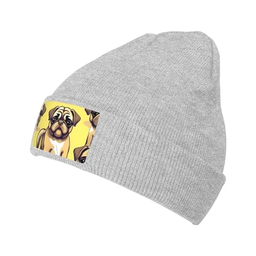 BREAUX Lustige Cartoon-Mops-Welpen-Hund, bedruckte Wollmütze, Strickmütze, Outdoor-Strickmütze, täglich, warme Mütze, weiche, warme Mütze, lustiger Cartoon-Mops, Welpe, Hund, Einheitsgröße BREAUX Lustige Cartoon-Mops-Welpen-Hund, bedruckte Wollmütze, Strickmütze, Outdoor-Strickmütze, täglich, warme Mütze, weiche, warme Mütze, lustiger Cartoon-Mops, Welpe, Hund, Einheitsgröße von BREAUX