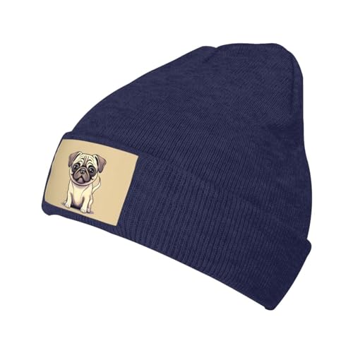BREAUX Lustige Cartoon-Mops-Welpen-Hunde, bedruckte Wollmütze, Strickmütze, Outdoor-Strickmütze, täglich, warm, weich, warm, lustiger Cartoon-Mops, Welpen, Hunde, Einheitsgröße BREAUX Lustige Cartoon-Mops-Welpen-Hunde, bedruckte Wollmütze, Strickmütze, Outdoor-Strickmütze, täglich, warm, weich, warm, lustiger Cartoon-Mops, Welpen, Hunde, Einheitsgröße von BREAUX