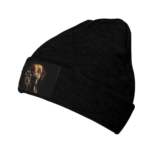 BREAUX Strickmütze mit Pfotenabdruck, warmes und modisches Accessoire, passend für Outdoor-Aktivitäten, Schwarz, Einheitsgröße, Schwarz, EinheitsgröÃŸe von BREAUX